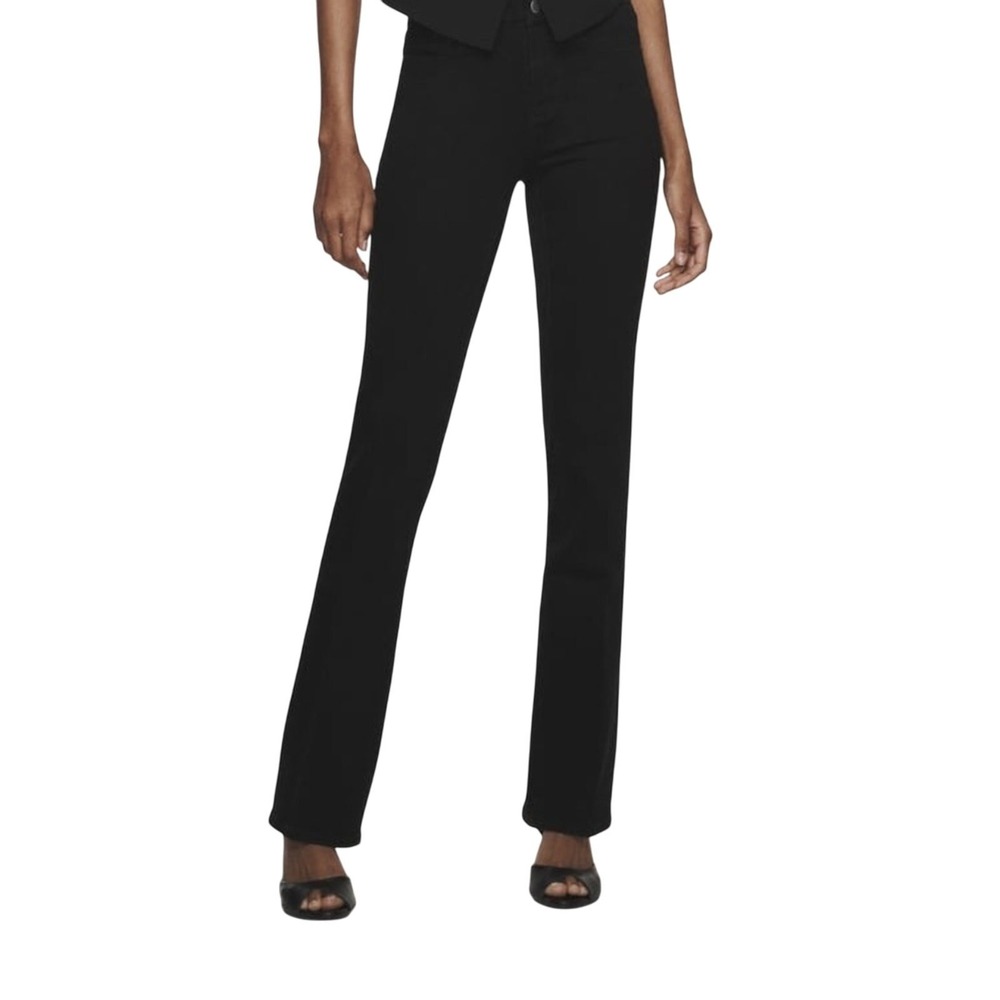 Zara Flare Wide Leg Black Jeans Size 10 Slits On Bottom Denim Academic Preppy‎